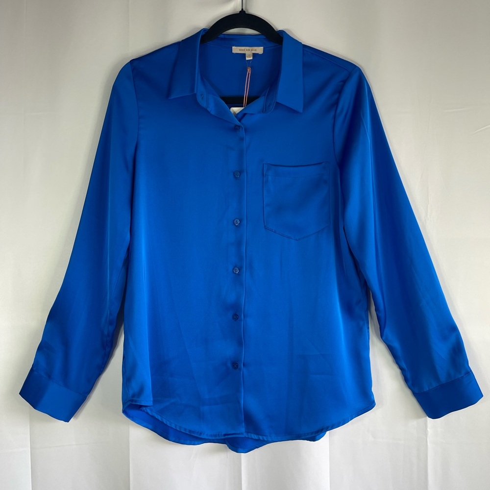 Skies Are Blue Royal Blue Blouse - Picture 2 of 7